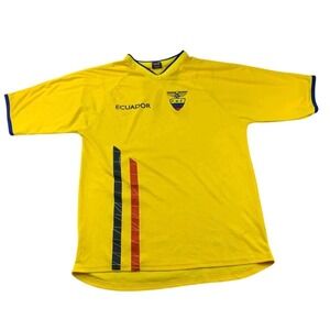 Y2K Diesel Soccer Jersey Men L Ecuador Yellow FEF Crest Blokecore Football Shirt